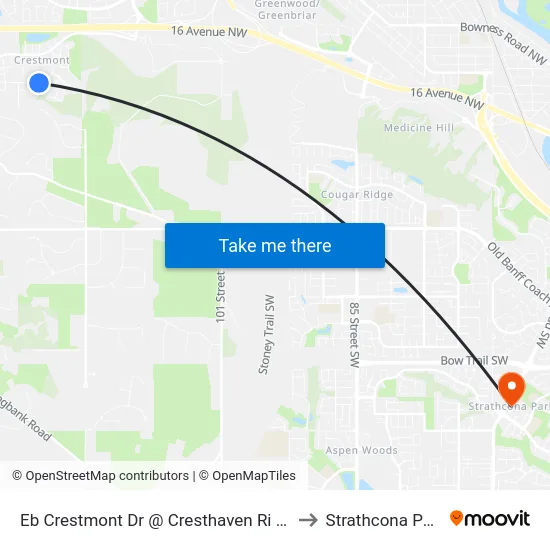Eb Crestmont Dr @ Cresthaven Ri SW to Strathcona Park map