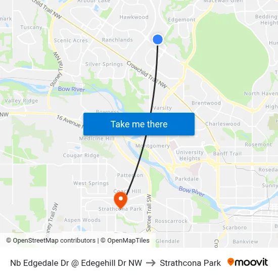 Nb Edgedale Dr @ Edegehill Dr NW to Strathcona Park map