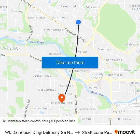 Wb Dalhousie Dr @ Dalmeny Ga NW to Strathcona Park map