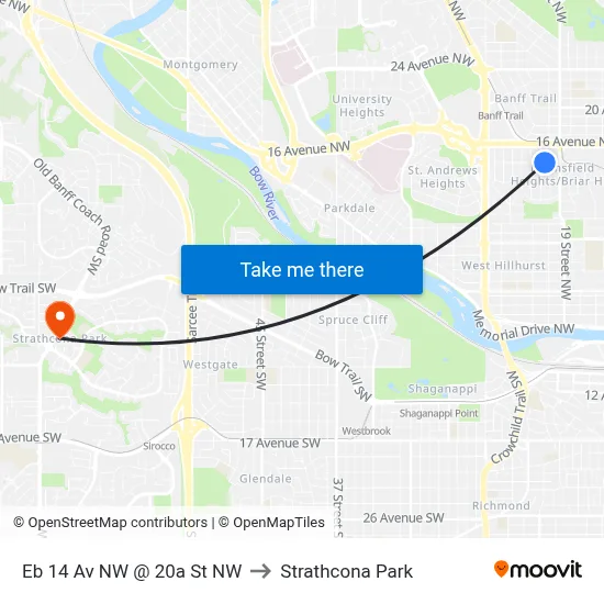 Eb 14 Av NW @ 20a St NW to Strathcona Park map