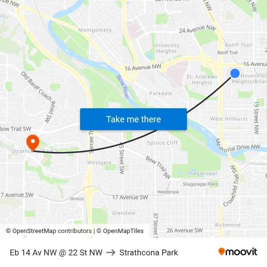 Eb 14 Av NW @ 22 St NW to Strathcona Park map