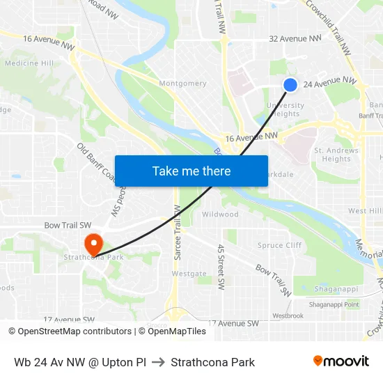 Wb 24 Av NW @ Upton Pl to Strathcona Park map