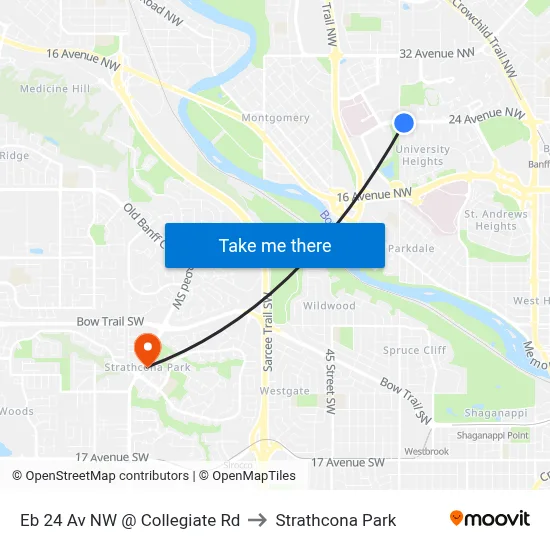 Eb 24 Av NW @ Collegiate Rd to Strathcona Park map