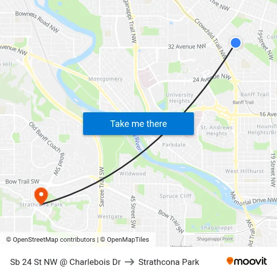 Sb 24 St NW @ Charlebois Dr to Strathcona Park map