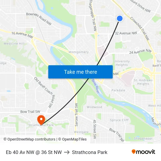 Eb 40 Av NW @ 36 St NW to Strathcona Park map