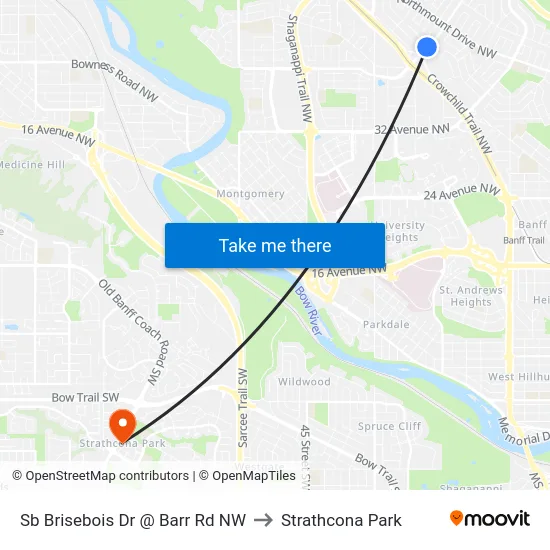 Sb Brisebois Dr @ Barr Rd NW to Strathcona Park map