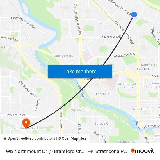 Wb Northmount Dr @ Brantford Cr NW to Strathcona Park map