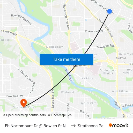 Eb Northmount Dr @ Bowlen St NW to Strathcona Park map