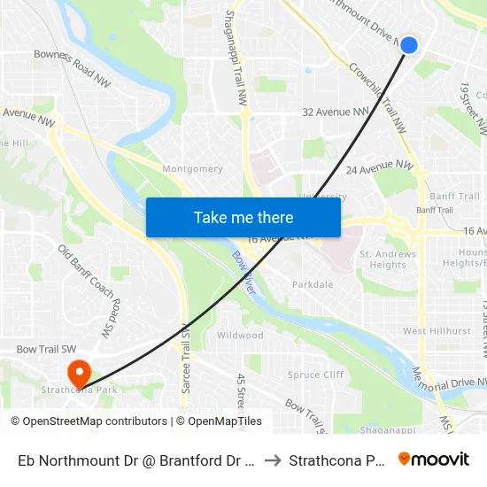 Eb Northmount Dr @ Brantford Dr NW to Strathcona Park map