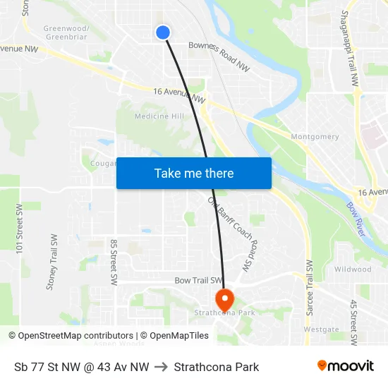 Sb 77 St NW @ 43 Av NW to Strathcona Park map
