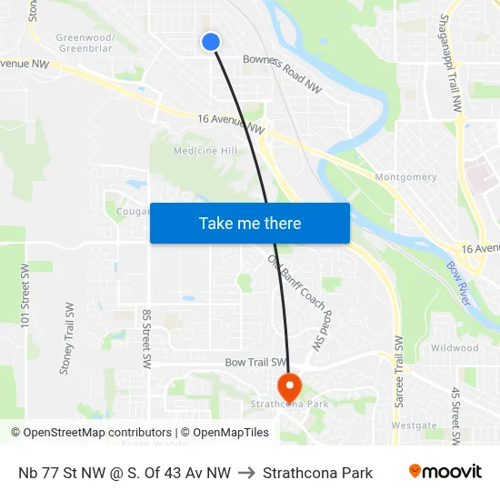 Nb 77 St NW @ S. Of 43 Av NW to Strathcona Park map
