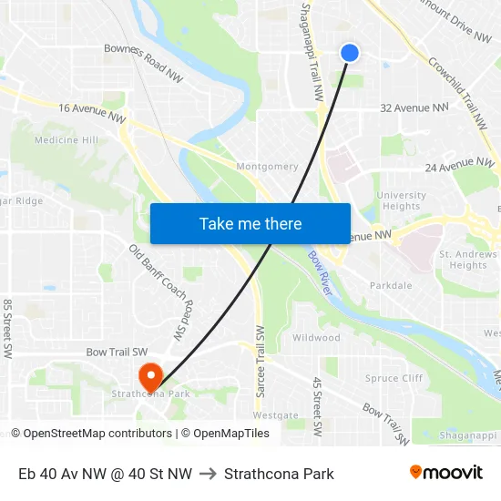 Eb 40 Av NW @ 40 St NW to Strathcona Park map
