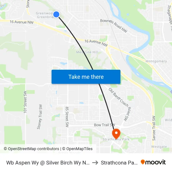 Wb Aspen Wy @ Silver Birch Wy NW to Strathcona Park map