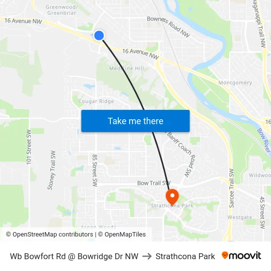Wb Bowfort Rd @ Bowridge Dr NW to Strathcona Park map