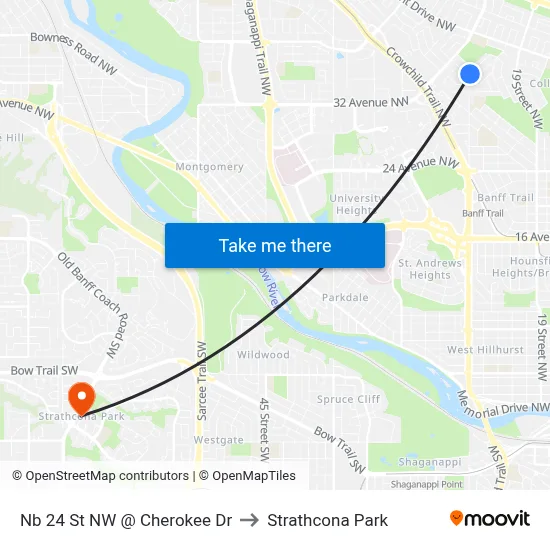 Nb 24 St NW @ Cherokee Dr to Strathcona Park map