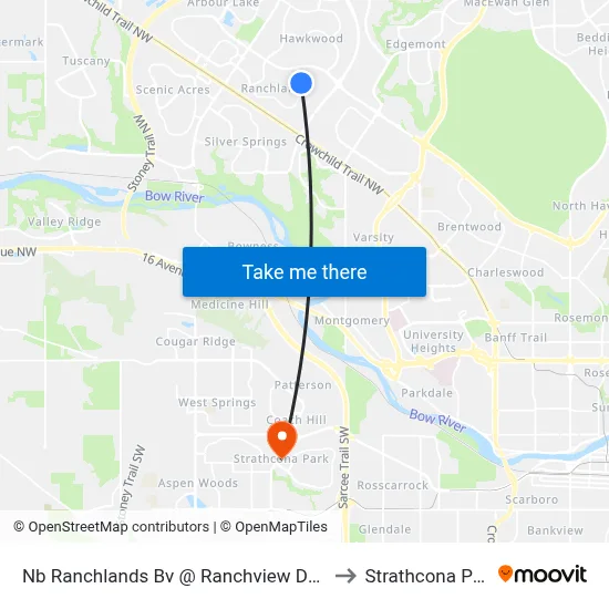 Nb Ranchlands Bv @ Ranchview Dr NW to Strathcona Park map