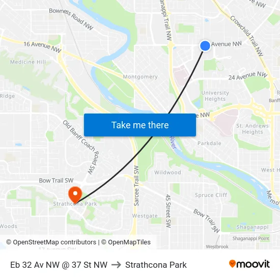 Eb 32 Av NW @ 37 St NW to Strathcona Park map