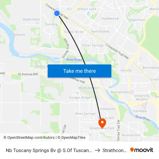 Nb Tuscany Springs Bv @ S.Of Tuscany Springs Gd NW to Strathcona Park map