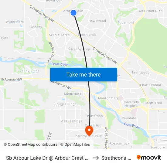 Sb Arbour Lake Dr @ Arbour Crest Rd NW to Strathcona Park map