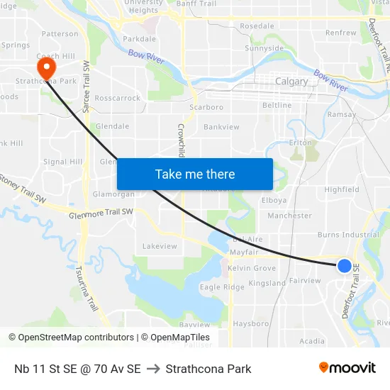 Nb 11 St SE @ 70 Av SE to Strathcona Park map