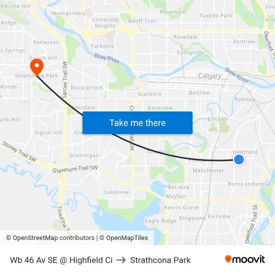 Wb 46 Av SE @ Highfield Ci to Strathcona Park map