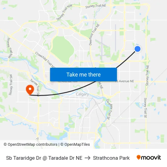 Sb Tararidge Dr @ Taradale Dr NE to Strathcona Park map
