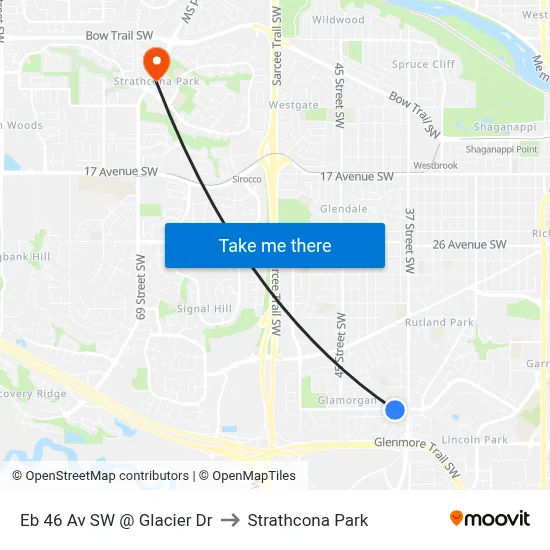 Eb 46 Av SW @ Glacier Dr to Strathcona Park map