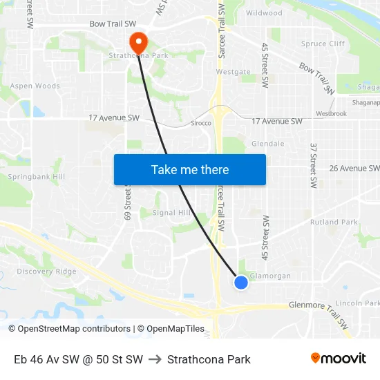Eb 46 Av SW @ 50 St SW to Strathcona Park map