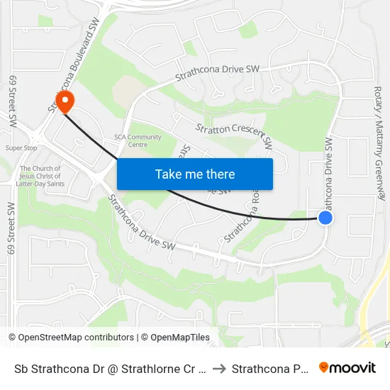 Sb Strathcona Dr @ Strathlorne Cr SW to Strathcona Park map