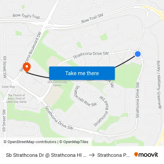 Sb Strathcona Dr @ Strathcona Hl SW to Strathcona Park map