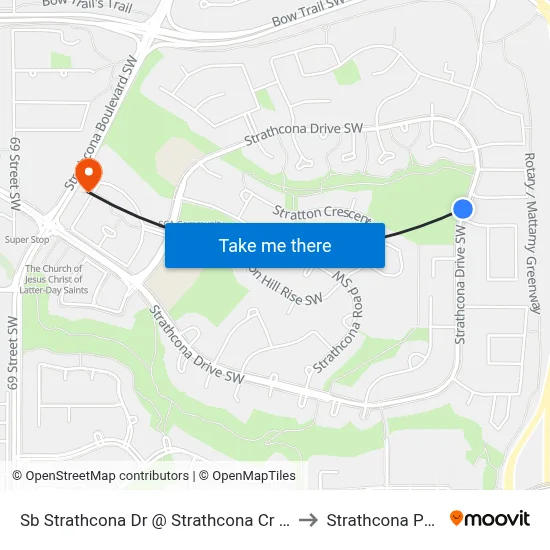 Sb Strathcona Dr @ Strathcona Cr SW to Strathcona Park map