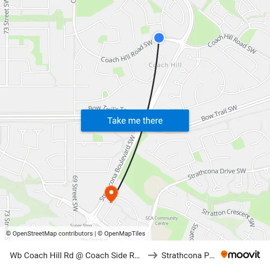 Wb Coach Hill Rd @ Coach Side Rd SW to Strathcona Park map