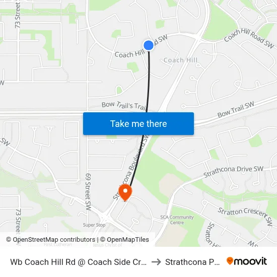 Wb Coach Hill Rd @ Coach Side Cr SW to Strathcona Park map