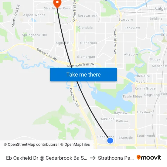 Eb Oakfield Dr @ Cedarbrook Ba SW to Strathcona Park map