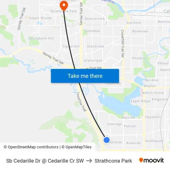 Sb Cedarille Dr @ Cedarille Cr SW to Strathcona Park map