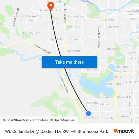 Wb Cedarille Dr @ Oakfield Dr SW to Strathcona Park map