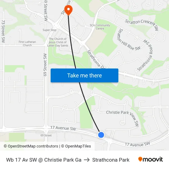Wb 17 Av SW @ Christie Park Ga to Strathcona Park map