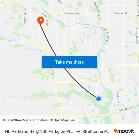 Nb Parkland Bv @ 200 Parkglen Pl SE to Strathcona Park map