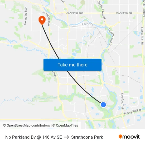 Nb Parkland Bv @ 146 Av SE to Strathcona Park map
