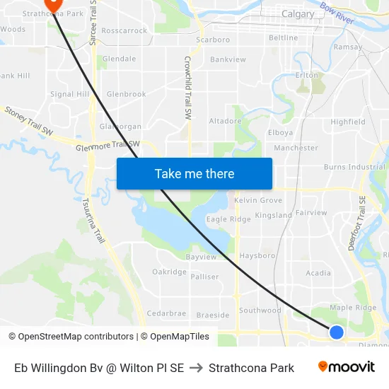 Eb Willingdon Bv @ Wilton Pl SE to Strathcona Park map