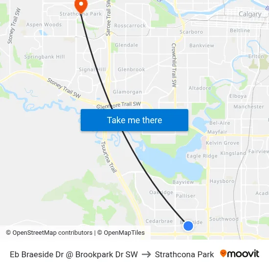 Eb Braeside Dr @ Brookpark Dr SW to Strathcona Park map