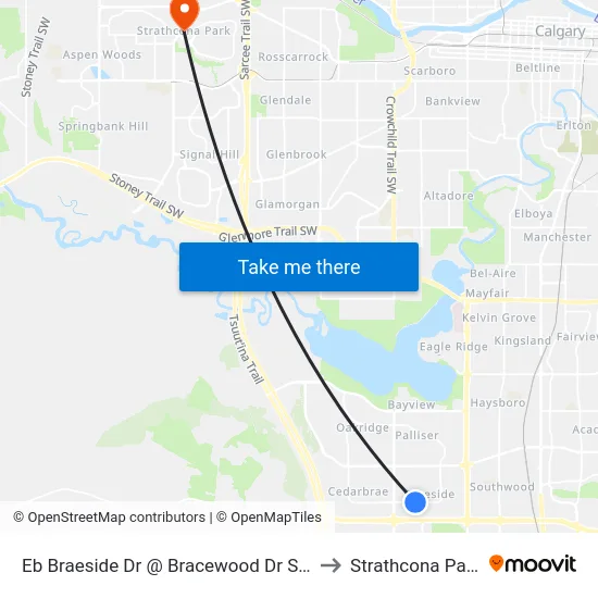 Eb Braeside Dr @ Bracewood Dr SW to Strathcona Park map