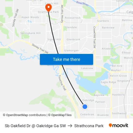 Sb Oakfield Dr @ Oakridge Ga SW to Strathcona Park map