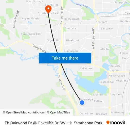 Eb Oakwood Dr @ Oakcliffe Dr SW to Strathcona Park map