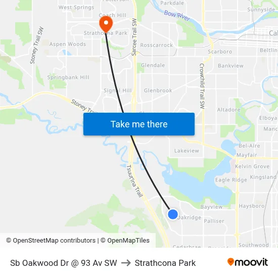 Sb Oakwood Dr @ 93 Av SW to Strathcona Park map