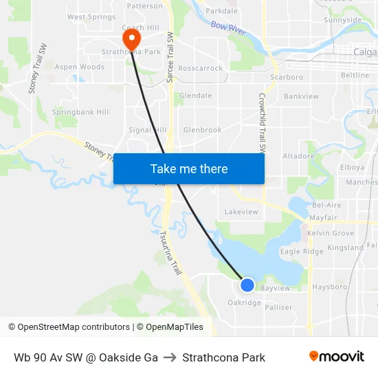 Wb 90 Av SW @ Oakside Ga to Strathcona Park map