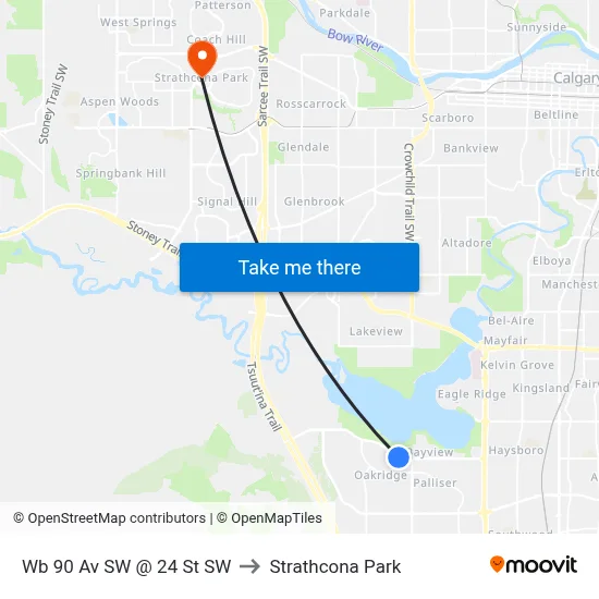 Wb 90 Av SW @ 24 St SW to Strathcona Park map