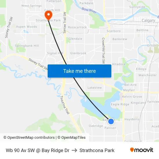 Wb 90 Av SW @ Bay Ridge Dr to Strathcona Park map