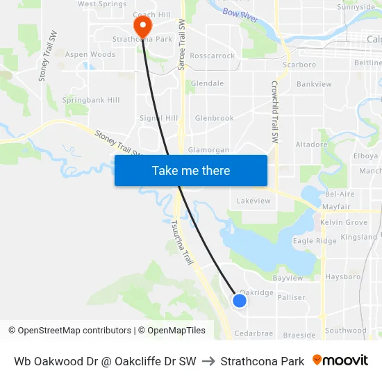 Wb Oakwood Dr @ Oakcliffe Dr SW to Strathcona Park map