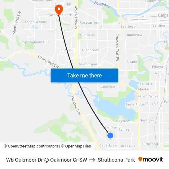 Wb Oakmoor Dr @ Oakmoor Cr SW to Strathcona Park map